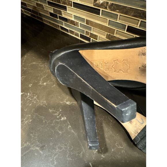 CHARLES DAVID Black Leather Studded High Heel Platform Booties Boot Size - Picture 8 of 9